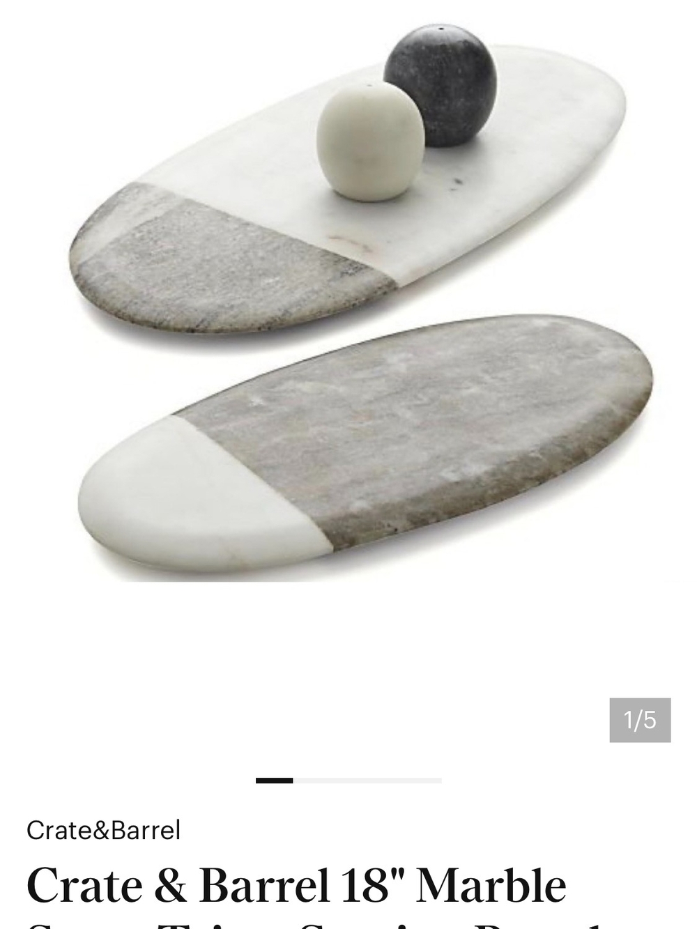 Crate&Barrel White Marble Serving Board